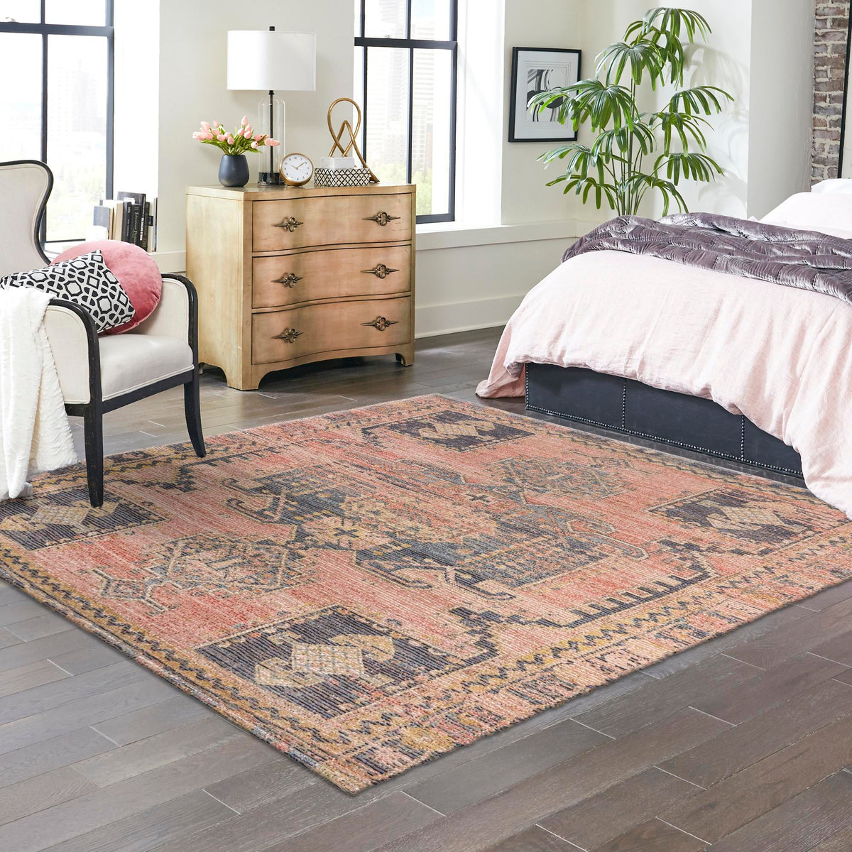 Desert Weave Jute Collection Area Rug -  Sonoran Square Antique Red  lifestyle 61