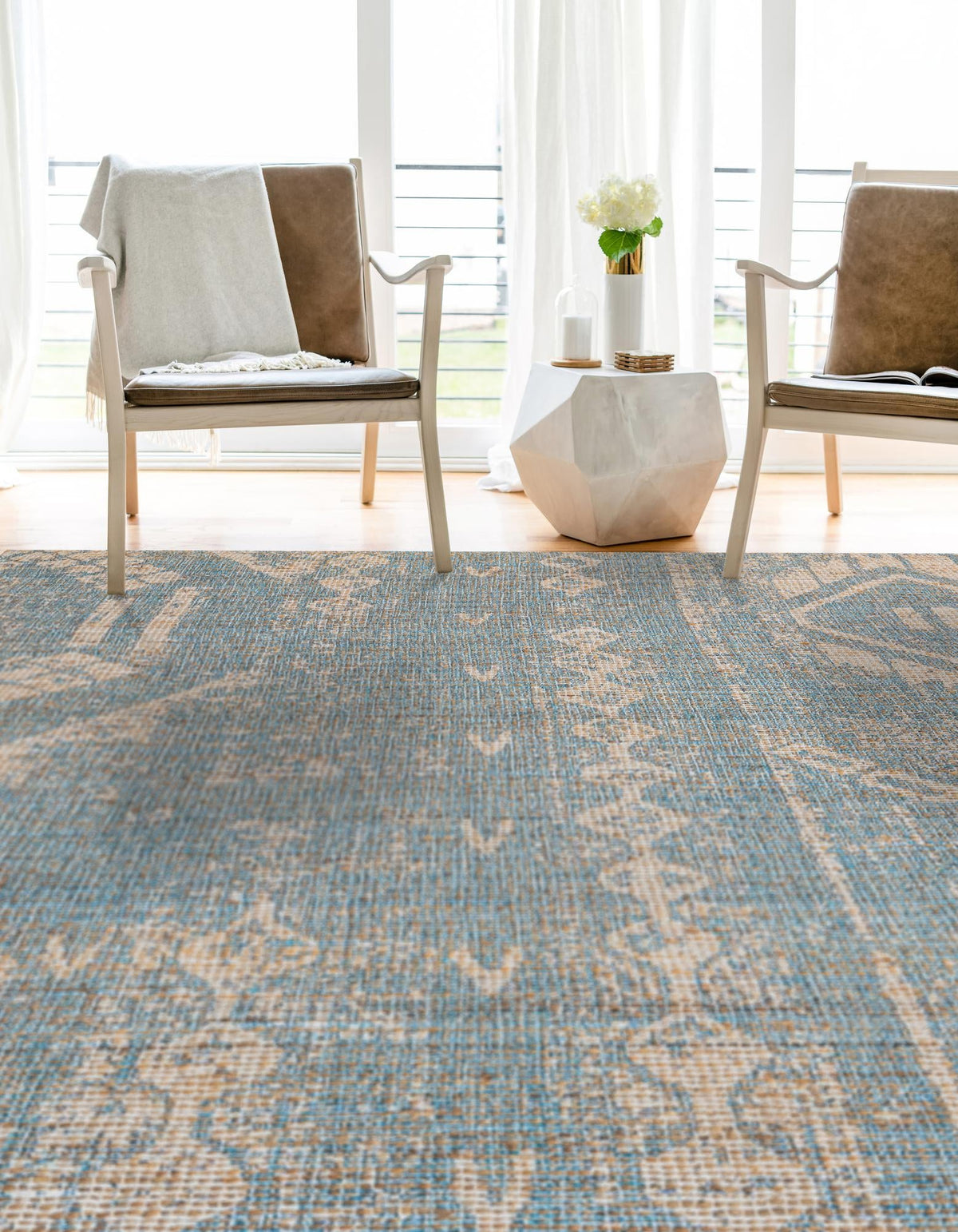 Desert Weave Jute Collection Area Rug -  Kalahari Rectangle Antique Blue  lifestyle 4