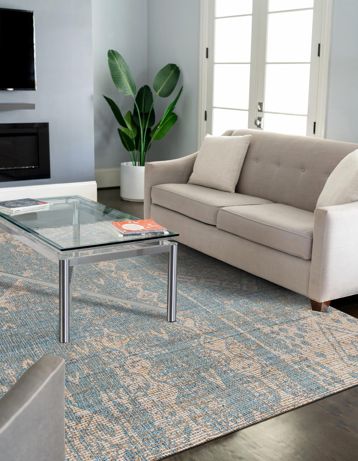 Desert Weave Jute Collection Area Rug -  Kalahari Rectangle Antique Blue  lifestyle 5