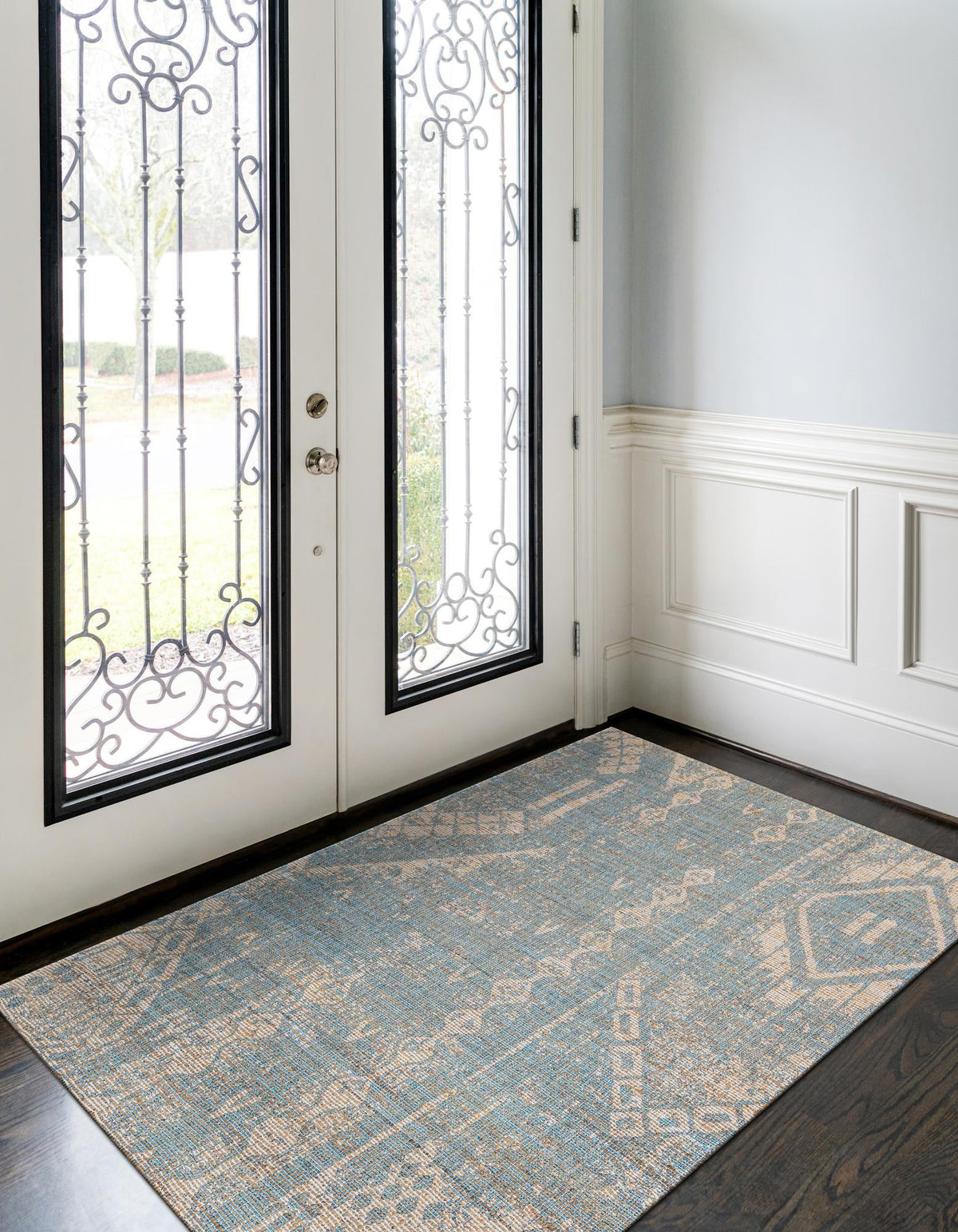 Desert Weave Jute Collection Area Rug -  Kalahari Rectangle Antique Blue  lifestyle 7