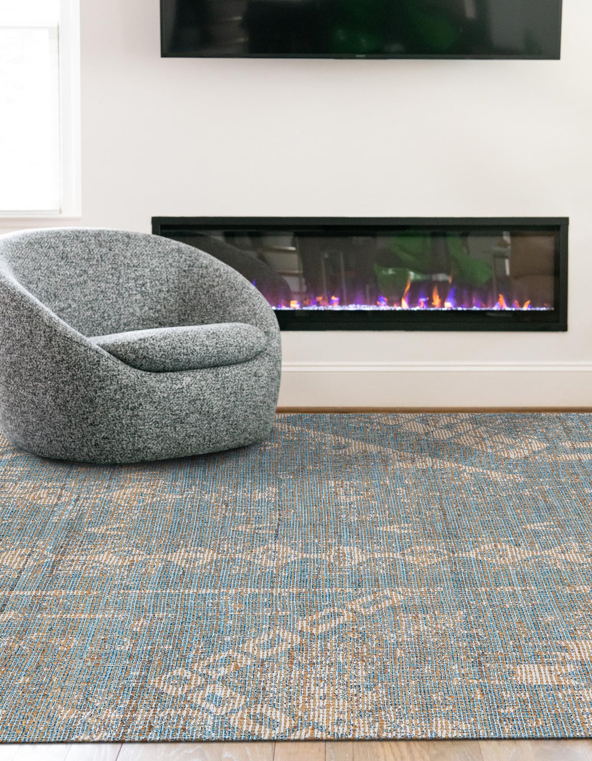 Desert Weave Jute Collection Area Rug -  Kalahari Rectangle Antique Blue  lifestyle 11