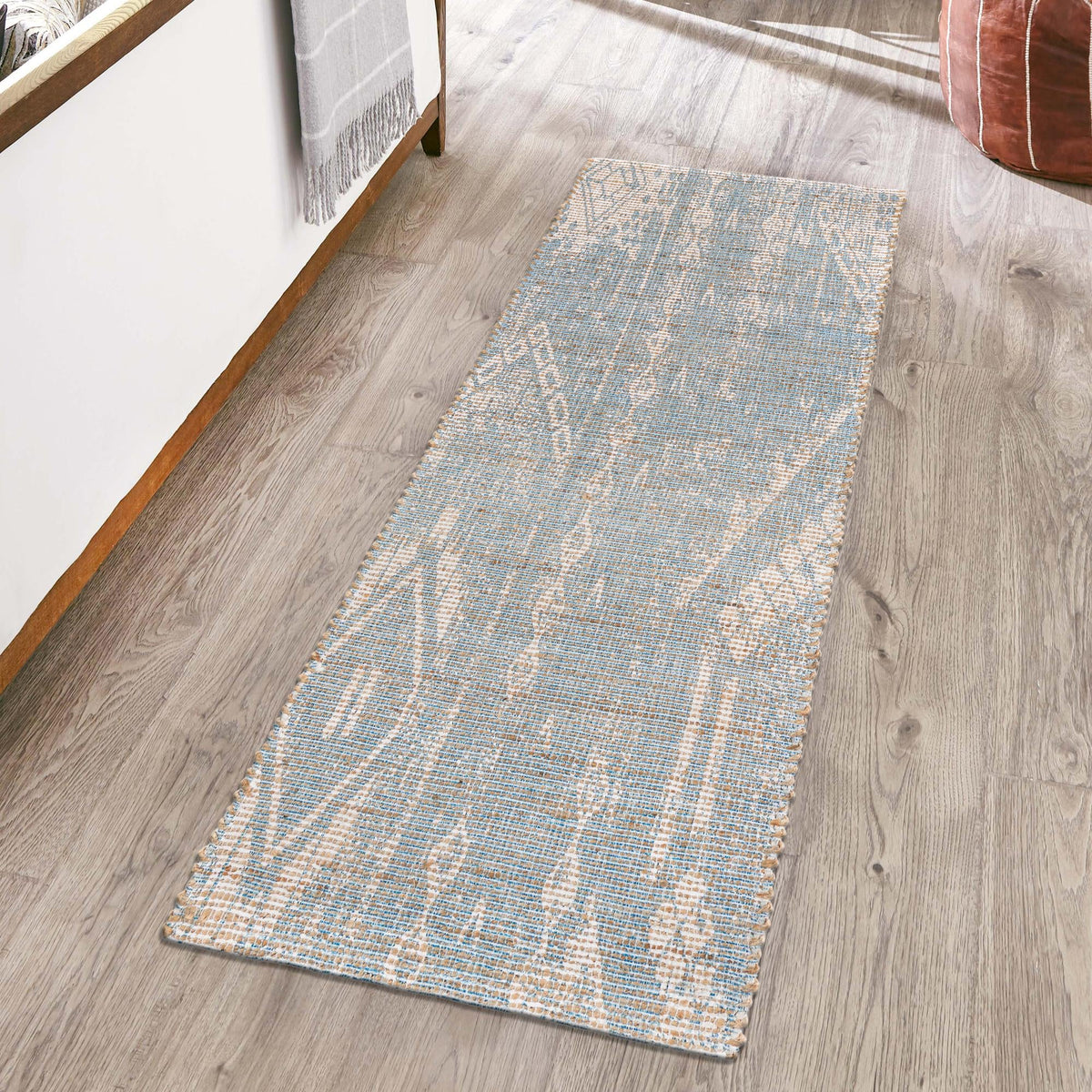 Desert Weave Jute Collection Area Rug -  Kalahari Runner Antique Blue  lifestyle 58