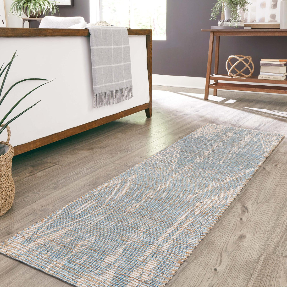 Desert Weave Jute Collection Area Rug -  Kalahari Runner Antique Blue  lifestyle 59