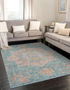 Desert Weave Jute Collection Area Rug -  Gobi Rectangle Blue and Peach  lifestyle 2