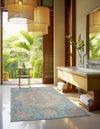 Desert Weave Jute Collection Area Rug -  Gobi Rectangle Blue and Peach  lifestyle 8