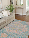 Desert Weave Jute Collection Area Rug -  Gobi Rectangle Blue and Peach  lifestyle 10