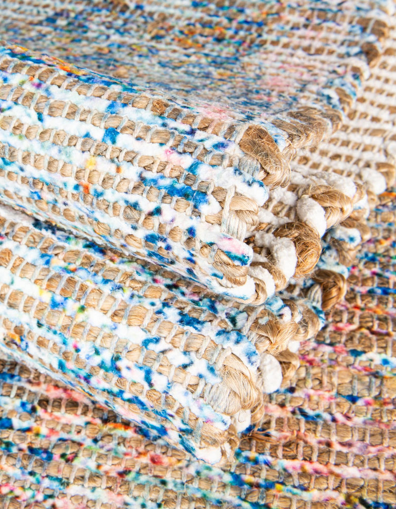 Desert Weave Jute Collection Area Rug -  Gobi Rectangle Blue and Peach  lifestyle 20