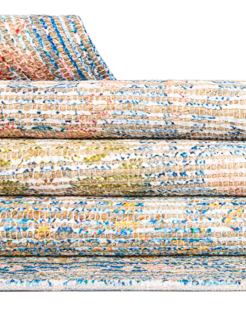 Desert Weave Jute Collection Area Rug -  Gobi Rectangle Blue and Peach  lifestyle 21