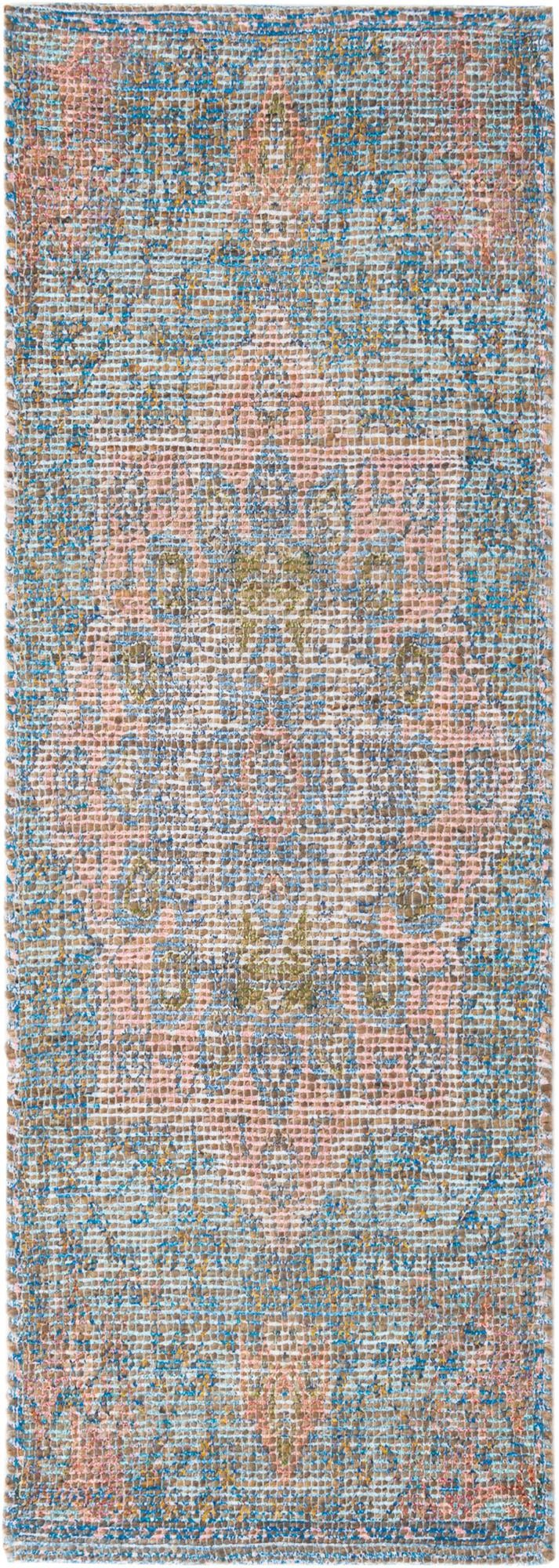 Desert Weave Jute Collection Area Rug -  Gobi Runner Blue and Peach  lifestyle 24