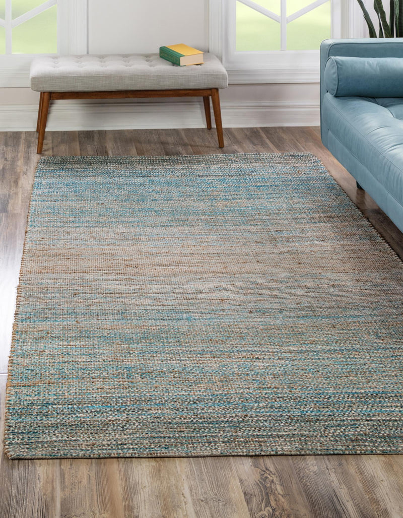 Desert Weave Jute Collection Area Rug -  Gobi Rectangle Ivory and Blue  lifestyle 3