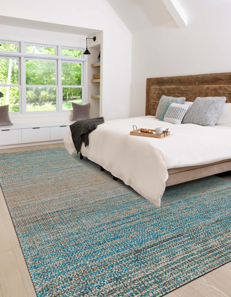 Desert Weave Jute Collection Area Rug -  Gobi Rectangle Ivory and Blue  lifestyle 5