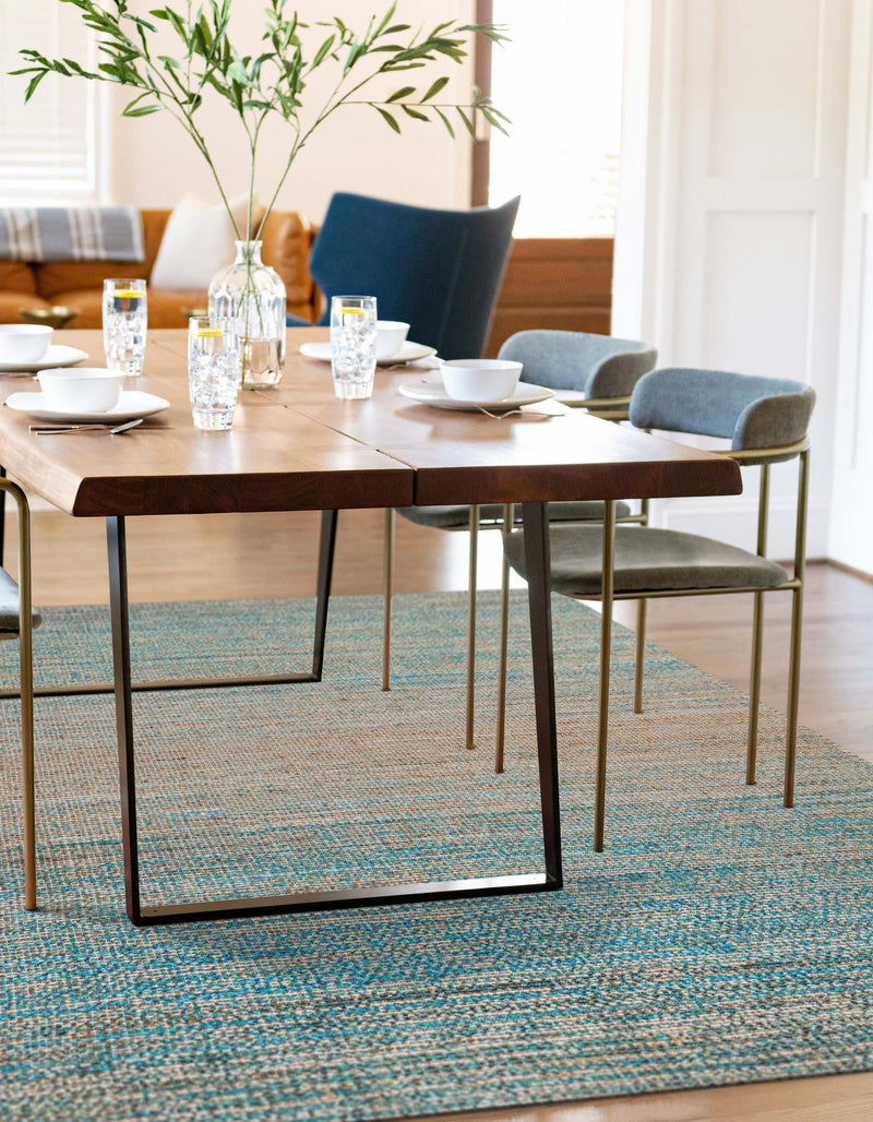 Desert Weave Jute Collection Area Rug -  Gobi Rectangle Ivory and Blue  lifestyle 7