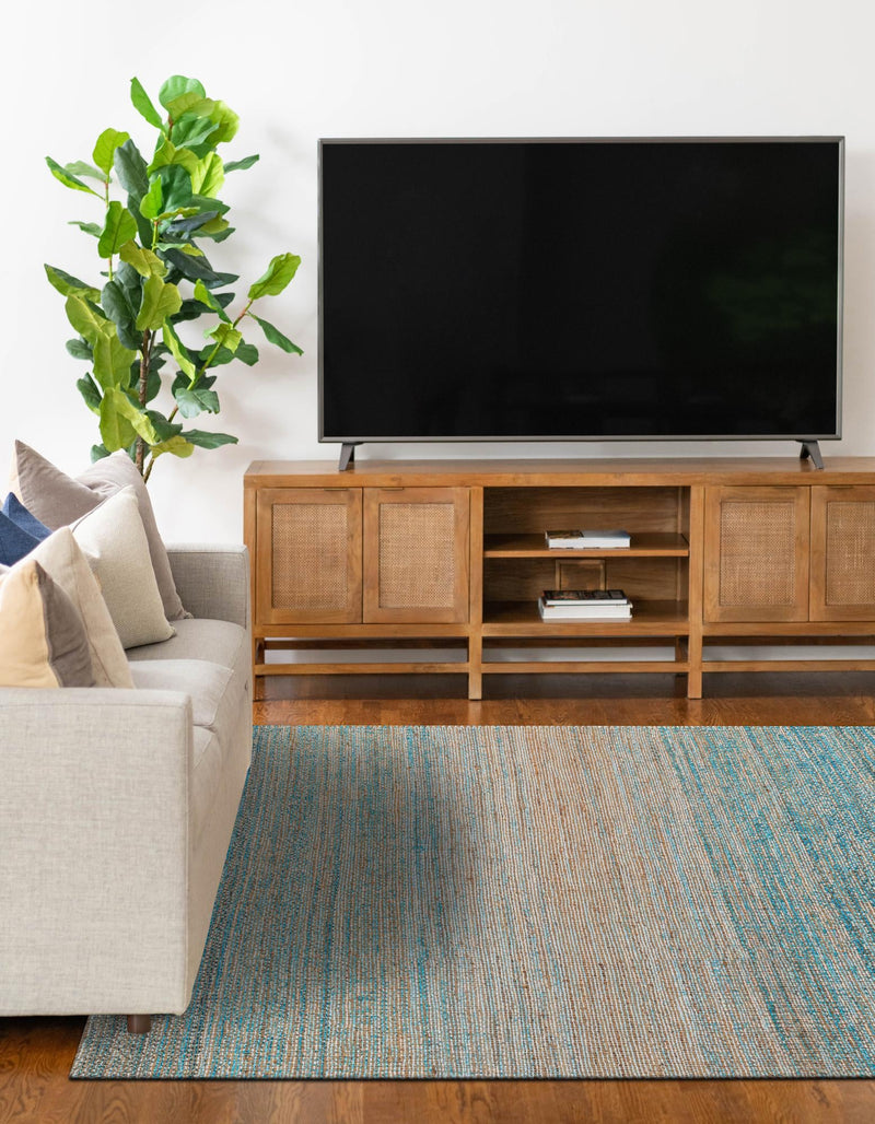 Desert Weave Jute Collection Area Rug -  Gobi Rectangle Ivory and Blue  lifestyle 9