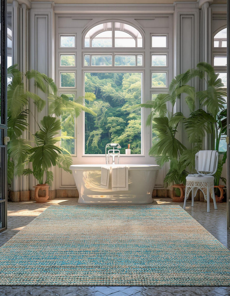 Desert Weave Jute Collection Area Rug -  Gobi Rectangle Ivory and Blue  lifestyle 15