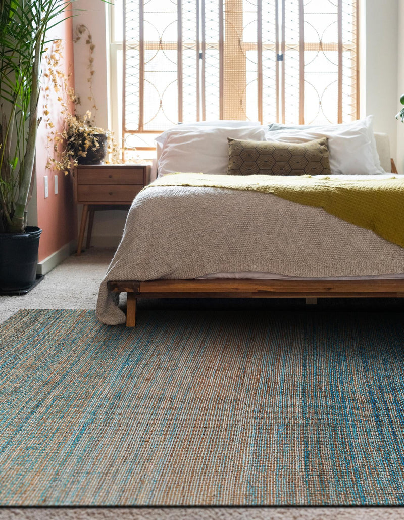 Desert Weave Jute Collection Area Rug -  Gobi Rectangle Ivory and Blue  lifestyle 17