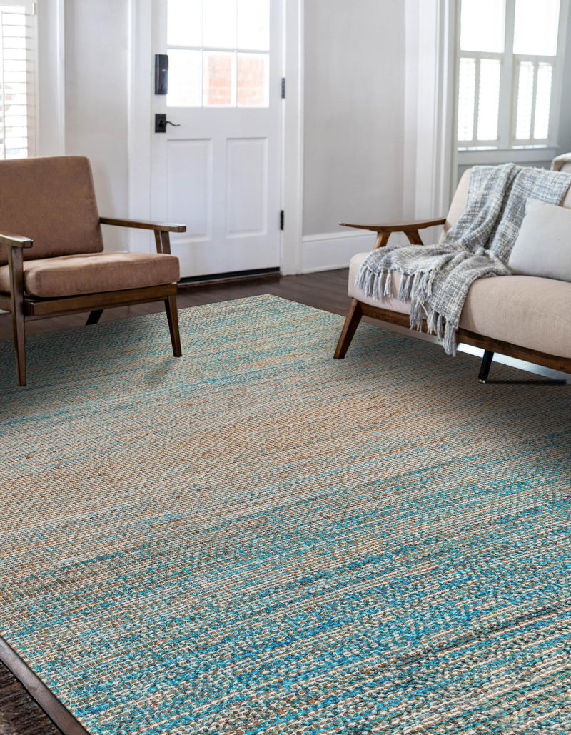 Desert Weave Jute Collection Area Rug -  Gobi Rectangle Ivory and Blue  lifestyle 19