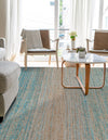 Desert Weave Jute Collection Area Rug -  Gobi Rectangle Ivory and Blue  lifestyle 21