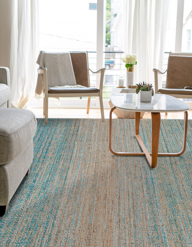 Desert Weave Jute Collection Area Rug -  Gobi Rectangle Ivory and Blue  lifestyle 21