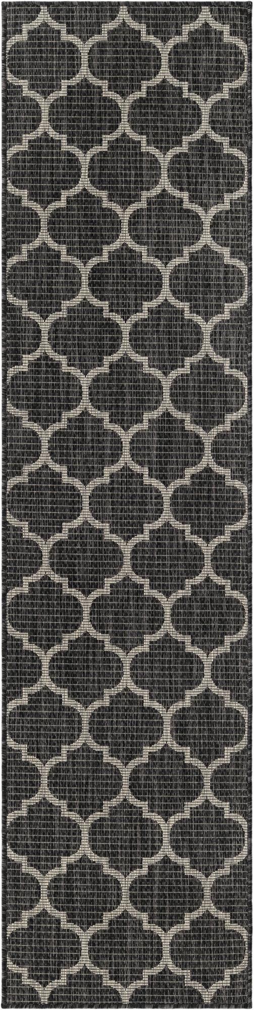 Garden Lattice Oasis Collection Area Rug - Arbor (Black) Runner Black Main