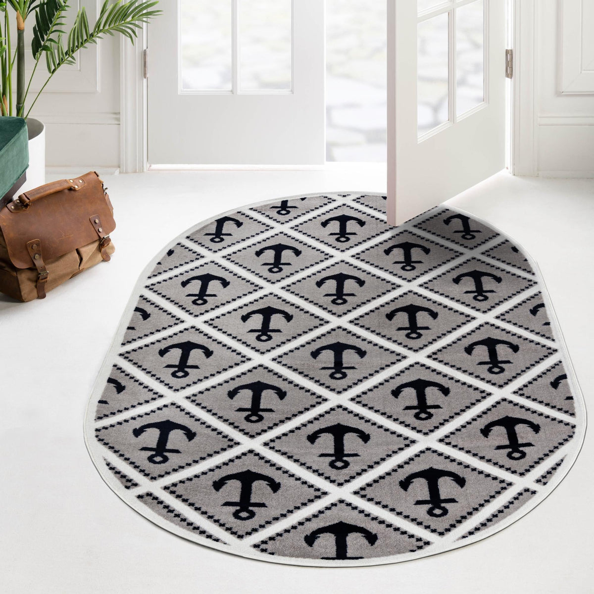 Urban Oasis Collection Area Rug -  Astoria Oval Gray  lifestyle 45