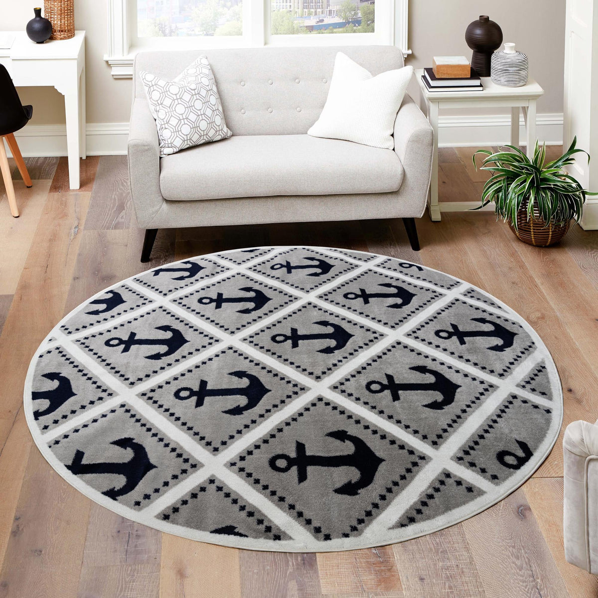 Urban Oasis Collection Area Rug -  Astoria Round Gray  lifestyle 44