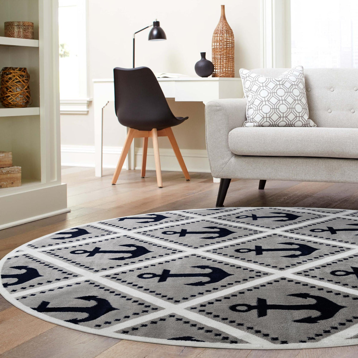 Urban Oasis Collection Area Rug -  Astoria Round Gray  lifestyle 47