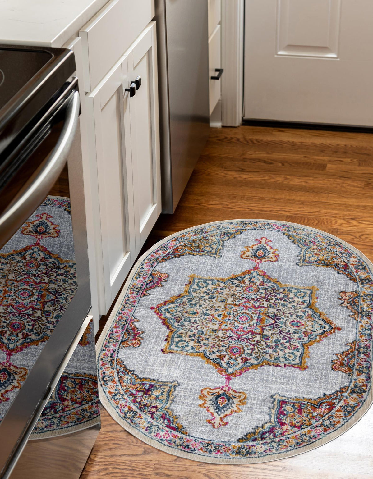 Prague Tapestry Collection Area Rug -  Olomouc Oval Ivory  lifestyle 39