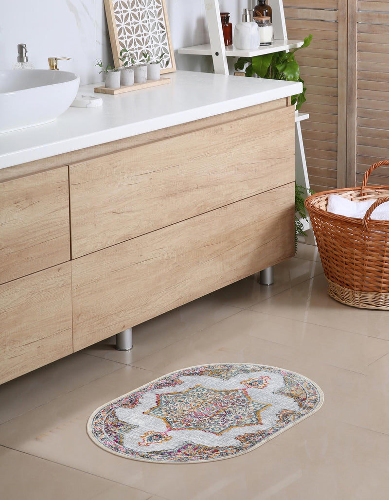 Prague Tapestry Collection Area Rug -  Olomouc Oval Ivory  lifestyle 67