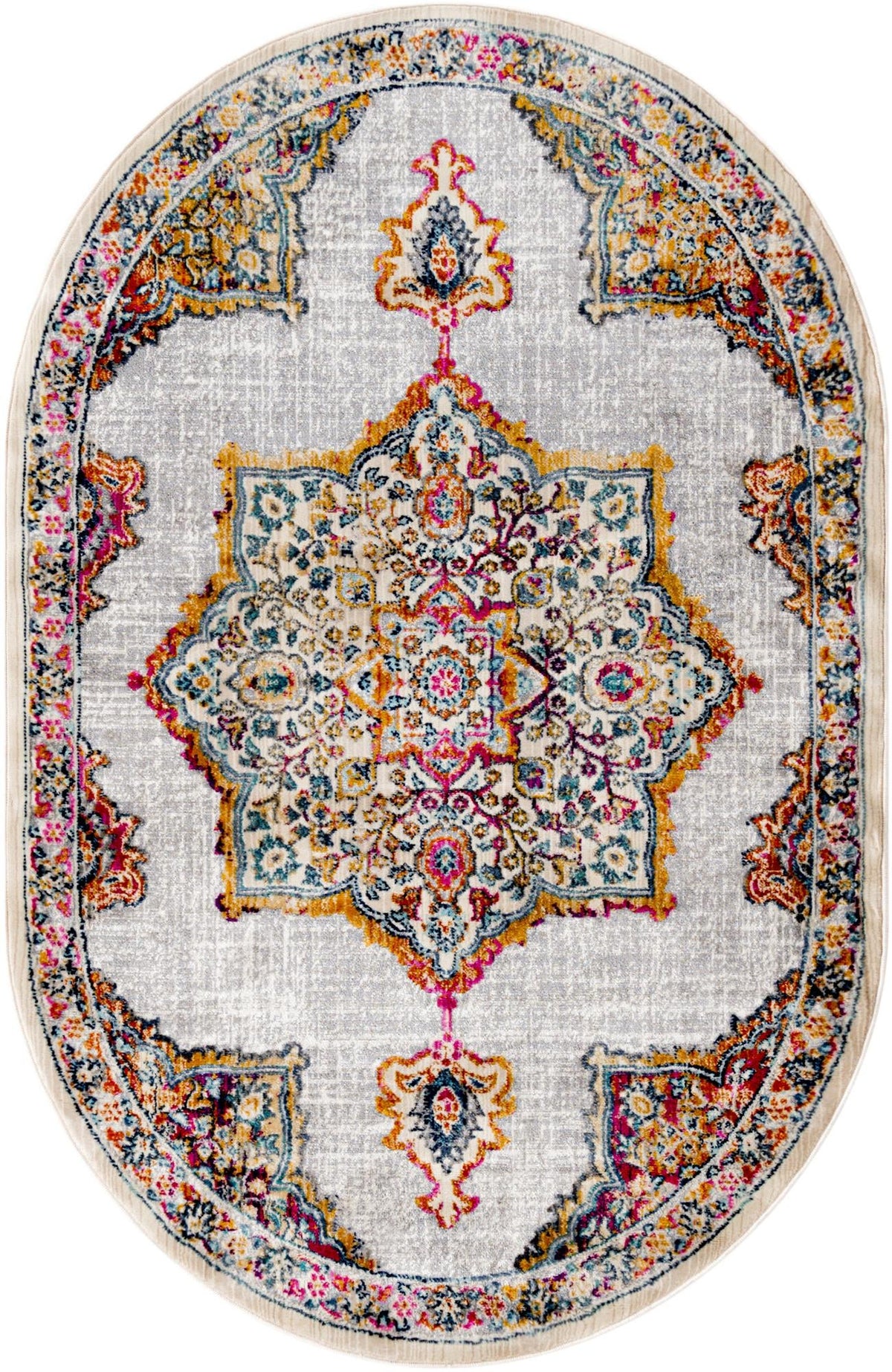 Prague Tapestry Collection Area Rug -  Olomouc Oval Ivory  lifestyle 32