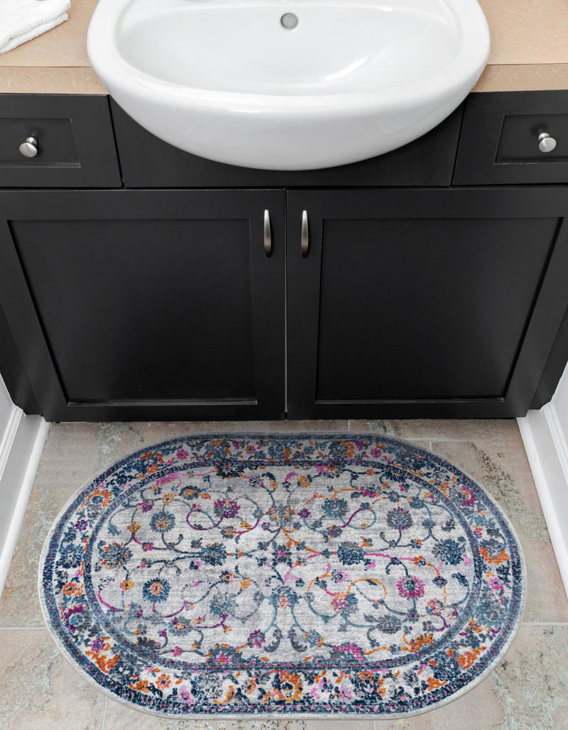 Prague Tapestry Collection Area Rug -  Vysehrad Oval Ivory  lifestyle 26