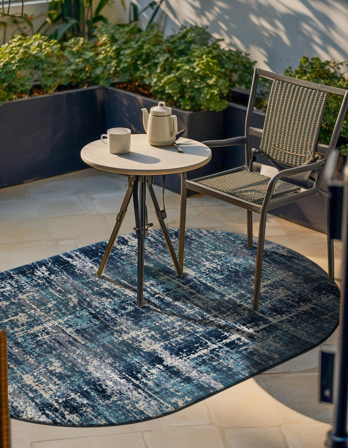 Santa Monica Sands Collection Area Rug -  Malibu Oval Blue  lifestyle 14