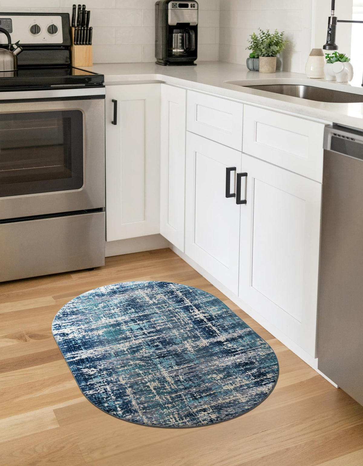 Santa Monica Sands Collection Area Rug -  Malibu Oval Blue  lifestyle 17