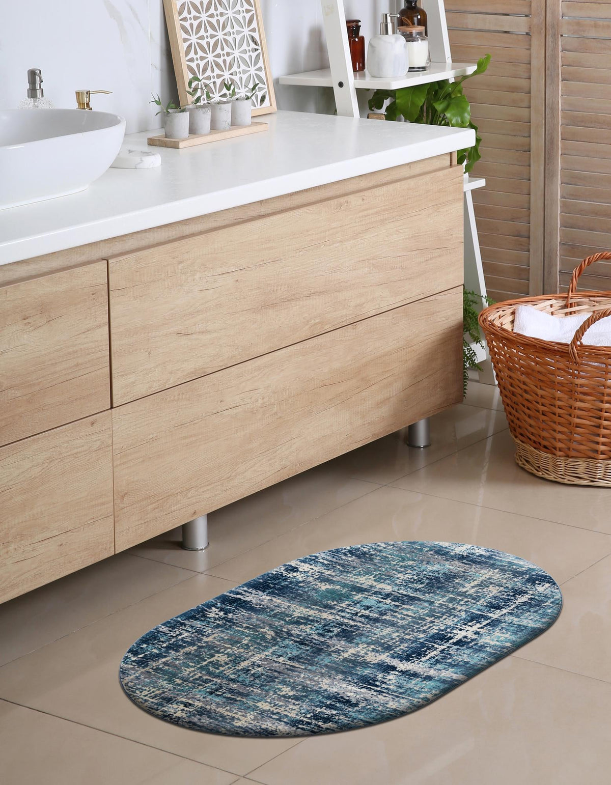 Santa Monica Sands Collection Area Rug -  Malibu Oval Blue  lifestyle 20