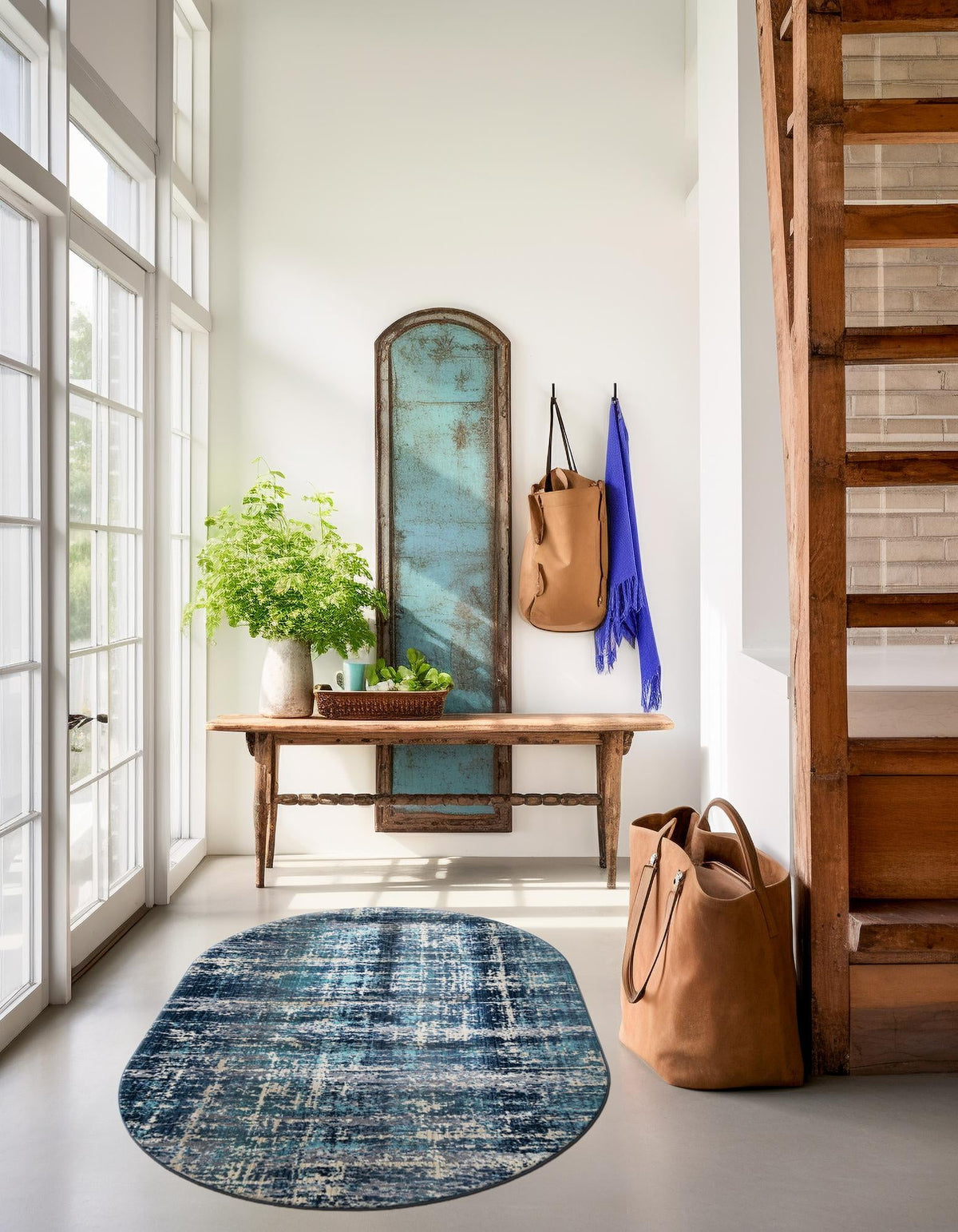 Santa Monica Sands Collection Area Rug -  Malibu Oval Blue  lifestyle 33