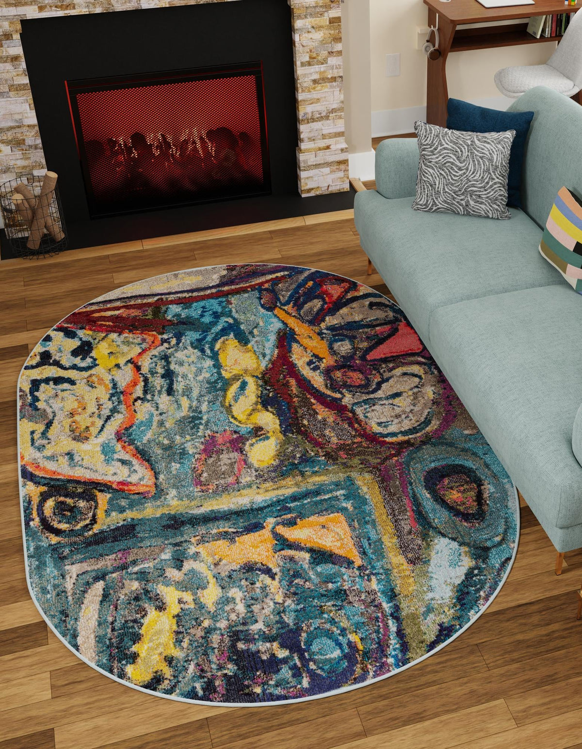 Autumnal Tapestry Collection Area Rug - Harvestville Oval Multi  lifestyle 20