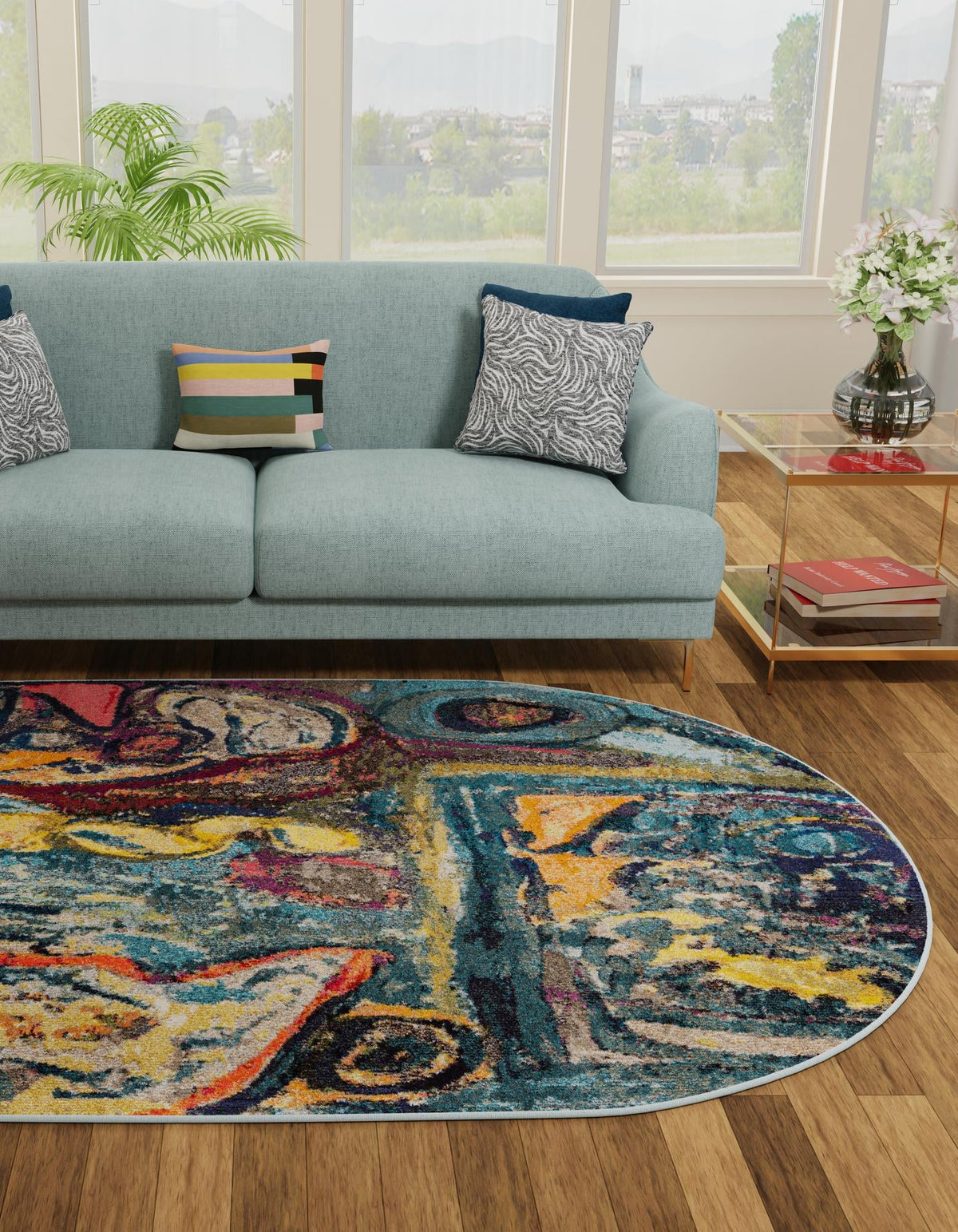 Autumnal Tapestry Collection Area Rug - Harvestville Oval Multi  lifestyle 26
