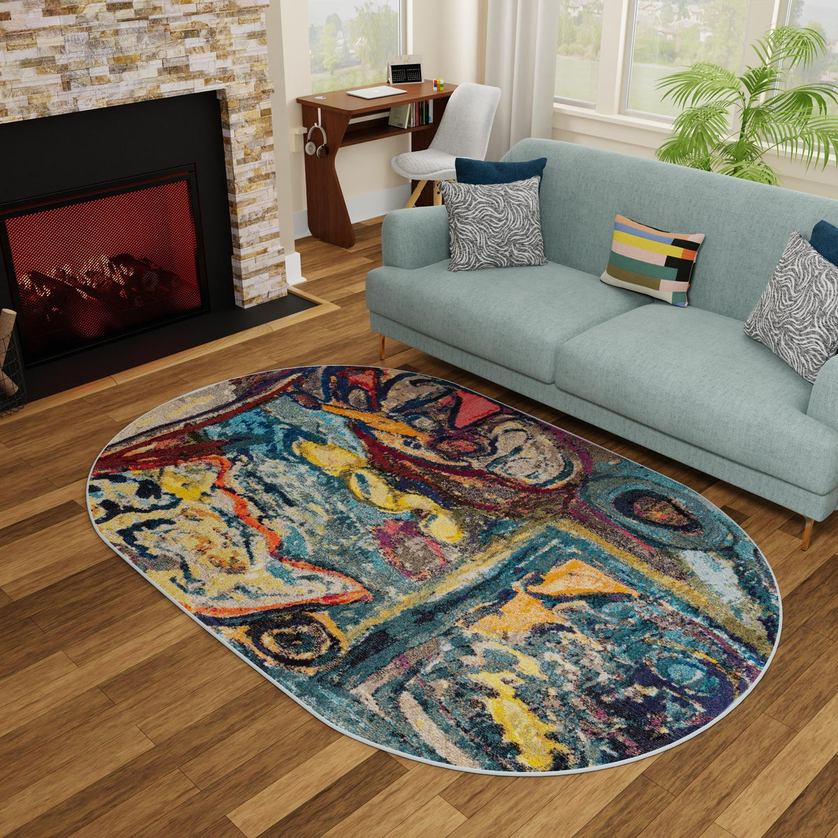 Autumnal Tapestry Collection Area Rug - Harvestville Oval Multi  lifestyle 74