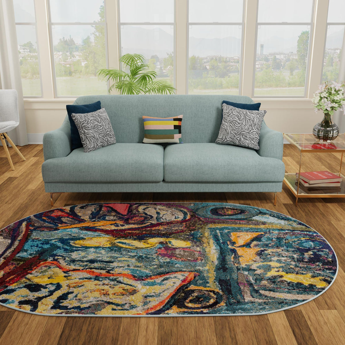 Autumnal Tapestry Collection Area Rug - Harvestville Oval Multi  lifestyle 76