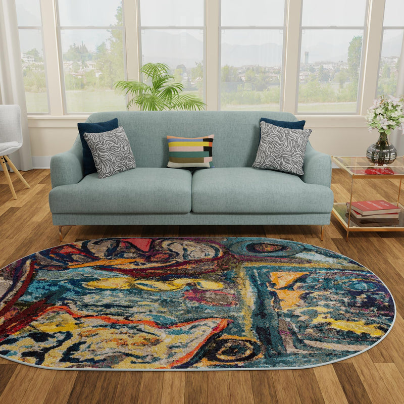 Autumnal Tapestry Collection Area Rug - Harvestville Oval Multi  lifestyle 76