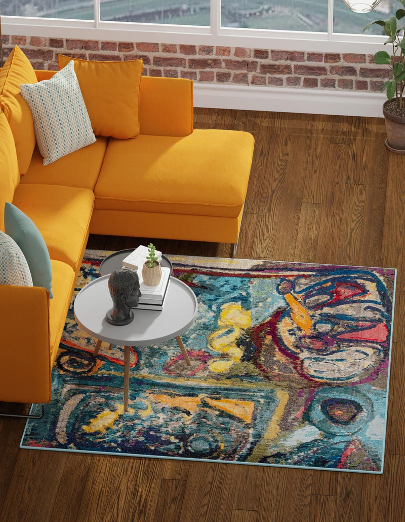 Autumnal Tapestry Collection Area Rug - Harvestville Square Multi  lifestyle 21
