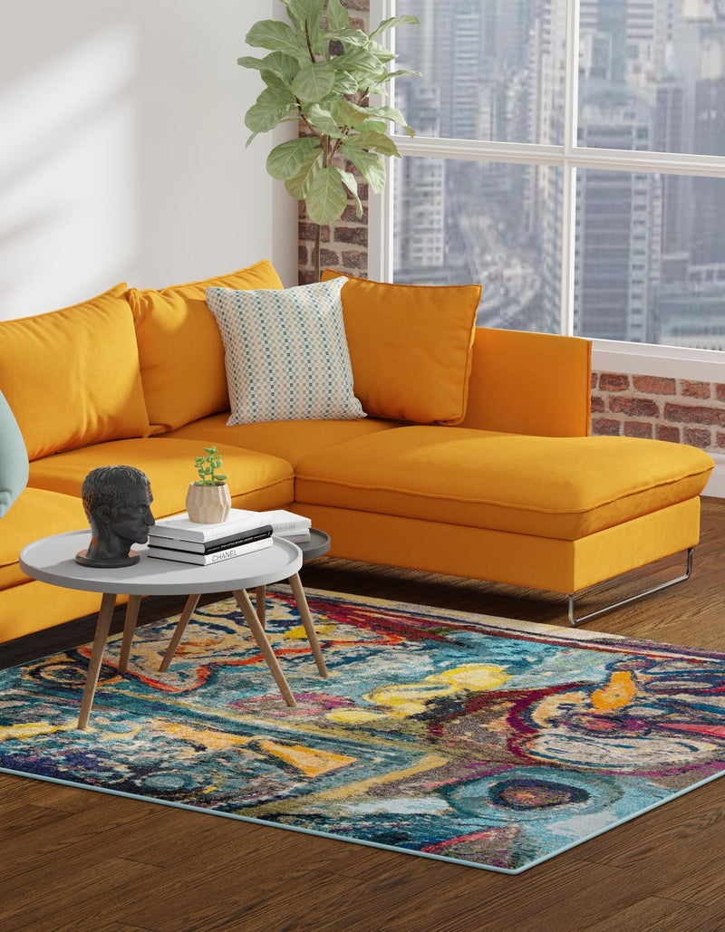 Autumnal Tapestry Collection Area Rug - Harvestville Square Multi  lifestyle 25