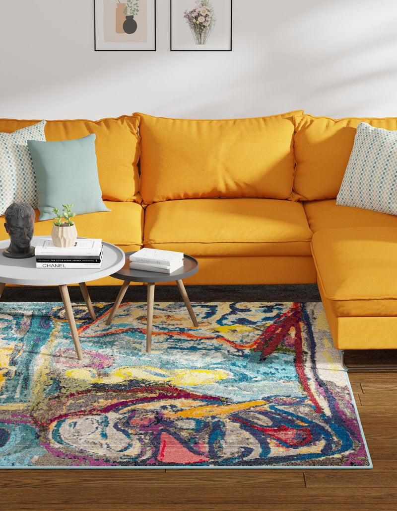 Autumnal Tapestry Collection Area Rug - Harvestville Square Multi  lifestyle 27