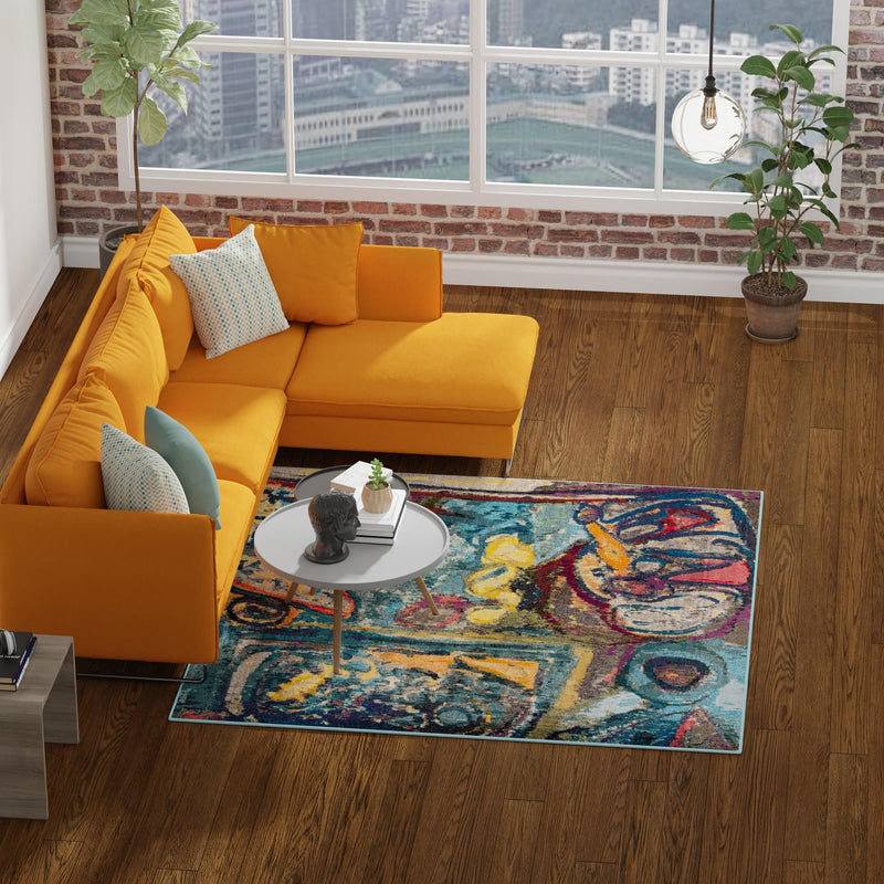 Autumnal Tapestry Collection Area Rug - Harvestville Square Multi  lifestyle 71
