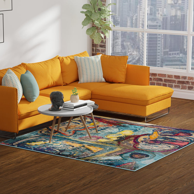 Autumnal Tapestry Collection Area Rug - Harvestville Square Multi  lifestyle 75
