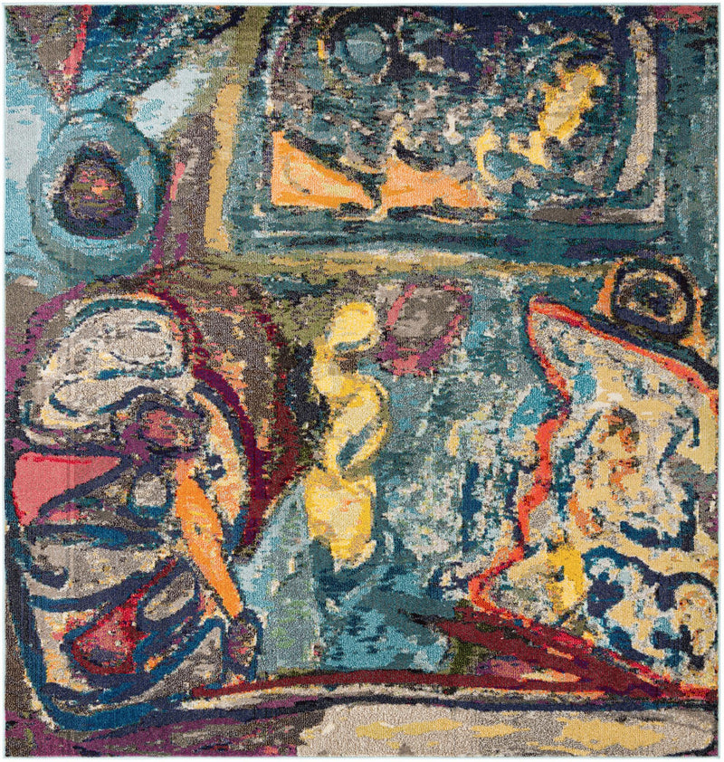 Autumnal Tapestry Collection Area Rug - Harvestville Square Multi  lifestyle 17