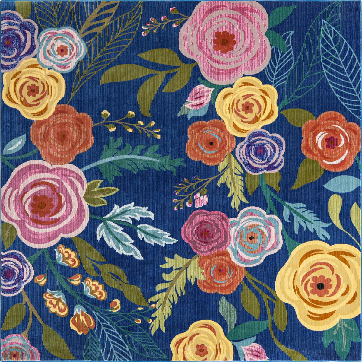 Meadow Breeze Collection Area Rug -  Petal Square Blue  lifestyle 25