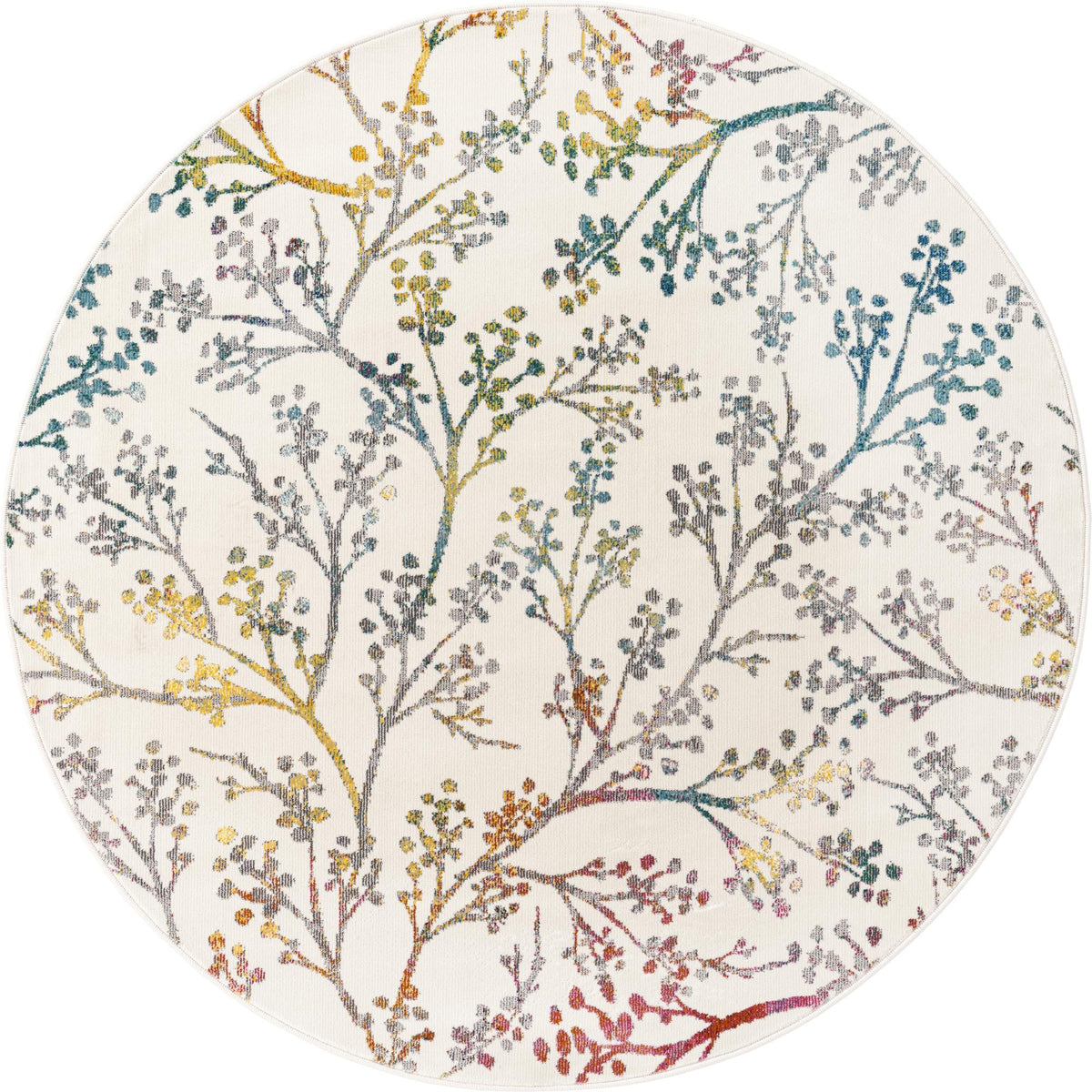 Meadow Breeze Collection Area Rug -  Sunbeam Round Ivory  lifestyle 25