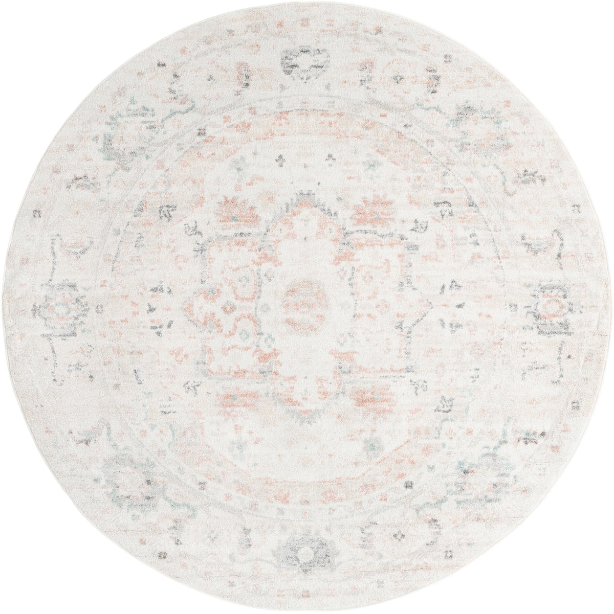 Parisian Elegance Collection Area Rug - Versailles (Ivory) Round Ivory  lifestyle 16