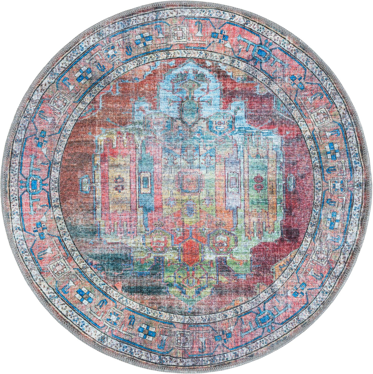 Zahara Oasis Collection Area Rug - Sahara Round Multi  lifestyle 69
