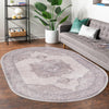 Aurora Waves Collection Area Rug -  Tromso Oval Ivory and Gray  lifestyle 68